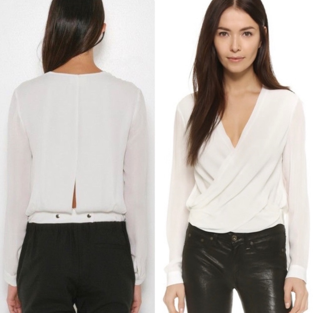 L’Agence Gia Silk Wrap Long Sleeve Top